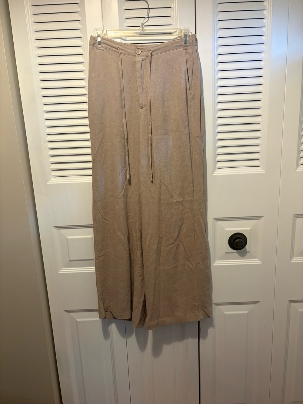 Z Supply Taupe Wide-Leg Drawstring Pants